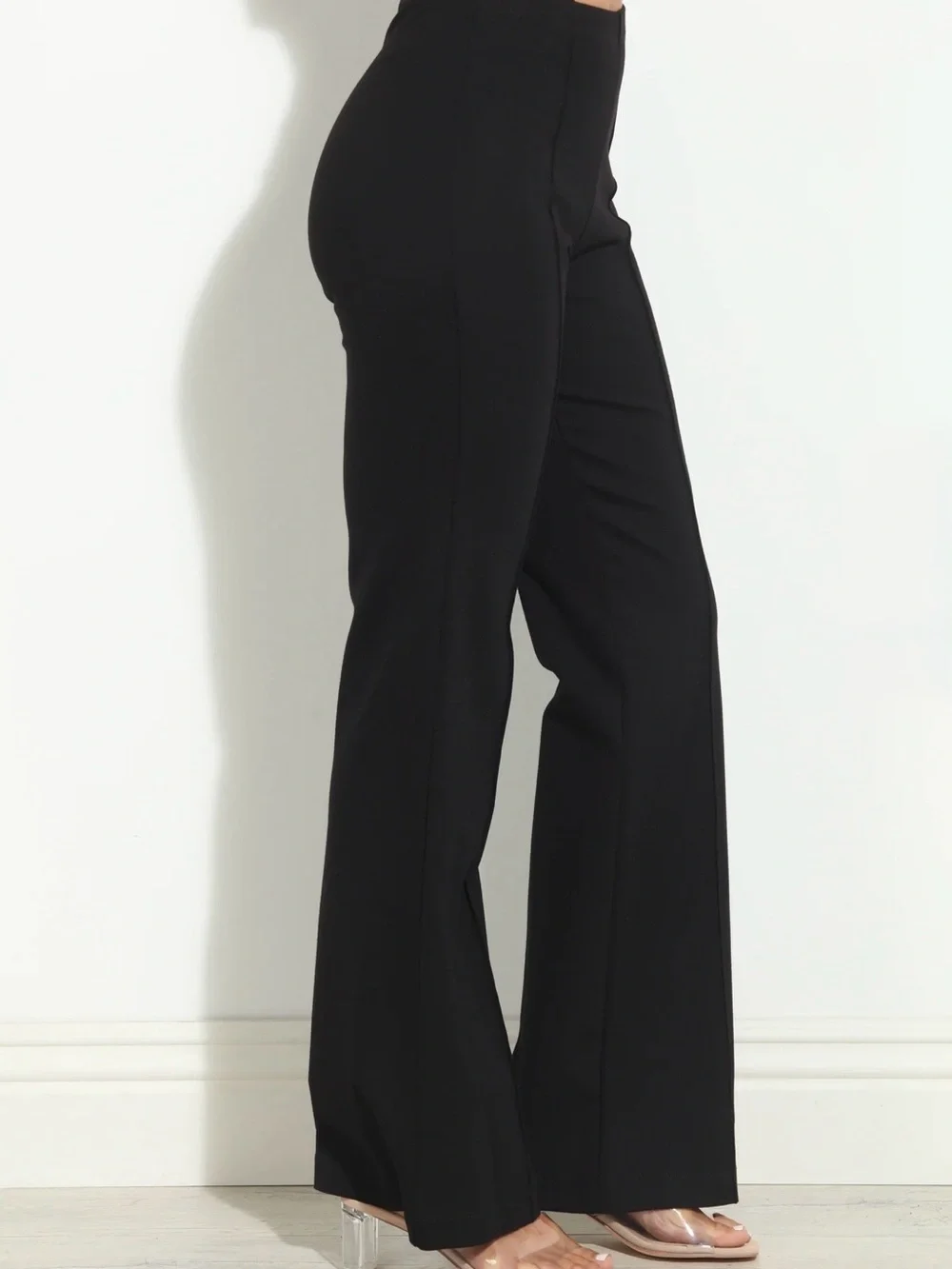 Veronica M Black High-Rise Ponti Flared Trousers - Size: Extra Small